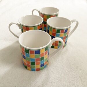 Villeroy & Boch Set of 4 Porcelain Mugs | Colorful Mosaic Tile Design
